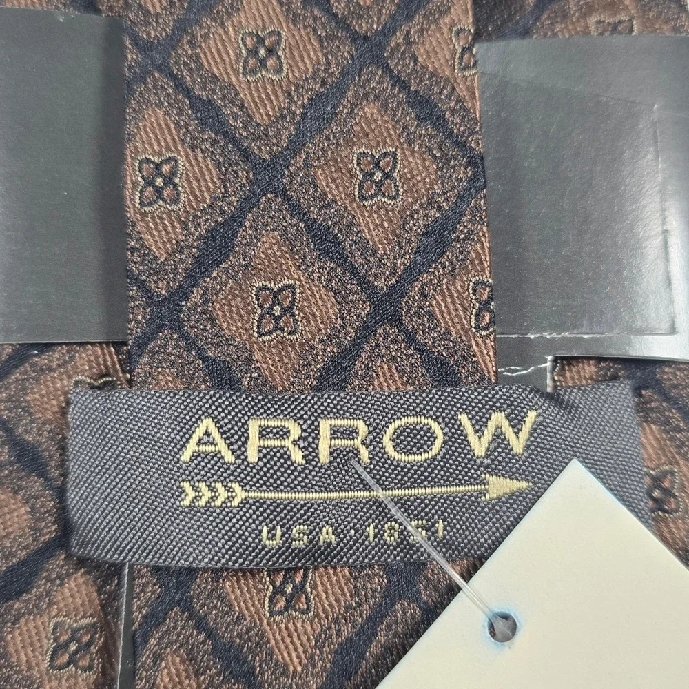 Arrow‎ Men's Silk Tie Lot of 2 Burgundy Gray Brown Geometric NWT